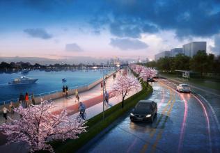 杭州闻涛路“塑胶跑道”即将竣工